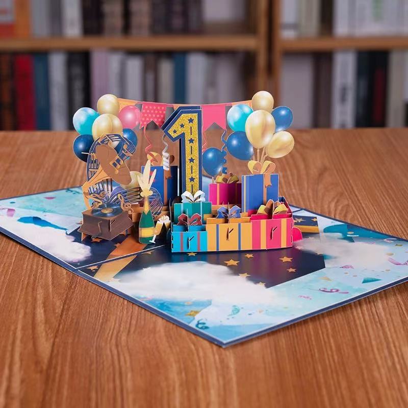First Year Anniversary Celebration Pop-Up Card